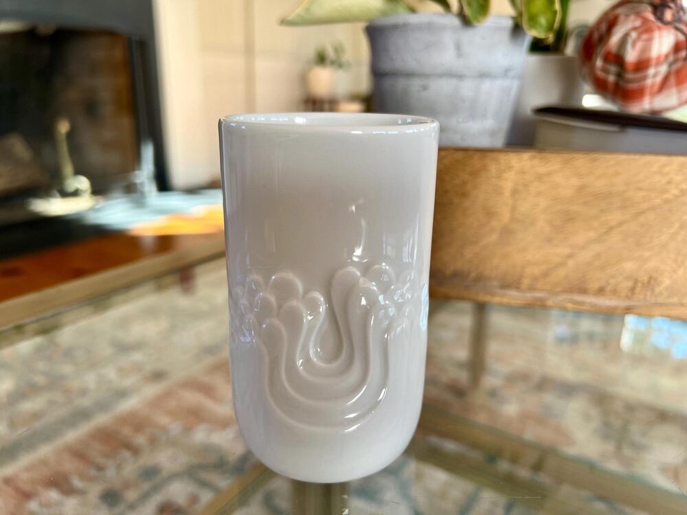 Thomas Rosenthal Blutenfest Vase 1960s German White Porcelain Wave Relief